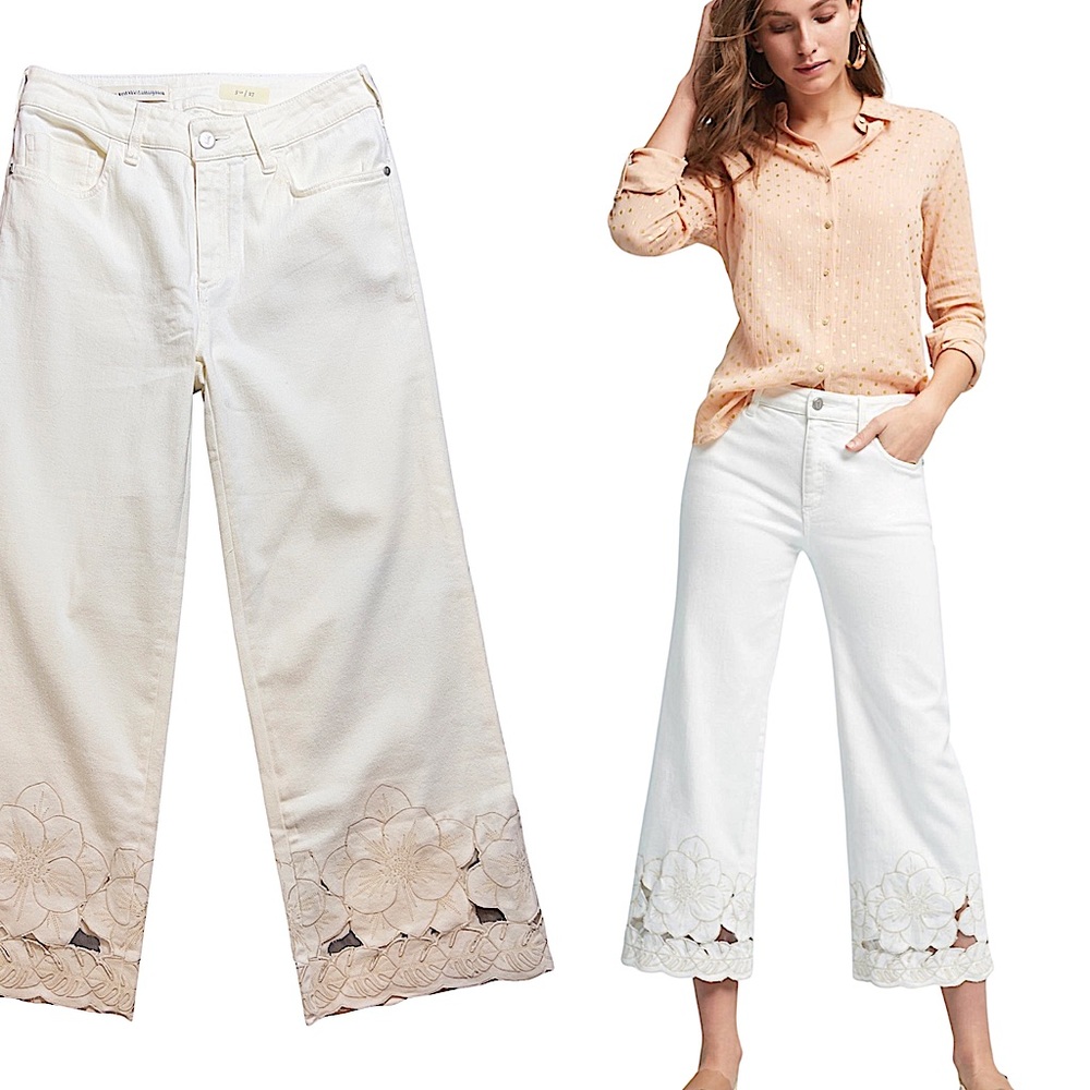 Pilcro and the Letterpress Pilcro Stet Mid-Rise Cutout Cropped Jeans - Picture 1 of 16